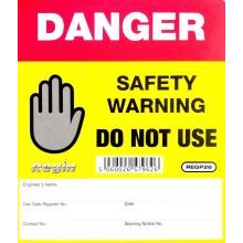 Regin Danger Do Not Use Sticker/Tag with Engineer detail panel (8)