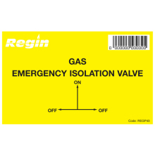 Regin Gas isolation Valve Sticker