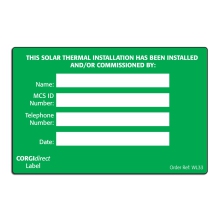 Solar Thermal Installation Label WL33
